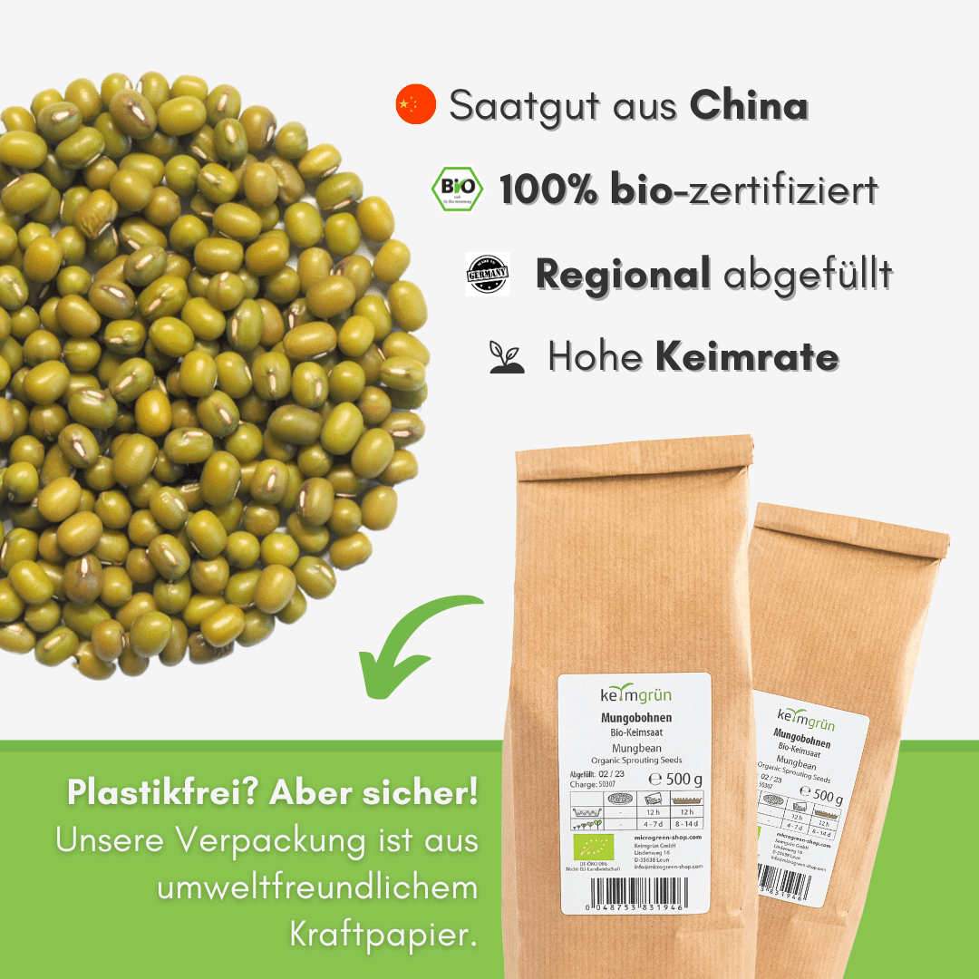 Mungobohnen Bio - Keimsaat - Keimgrün
